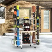 Ski Rack for Garage Freestanding Snowboard Rack for Ski Boot, Ski Poles, Goggles