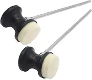 Cheerock 2pcs Double-Sided Bass Drum Pedal Beater, Double Kick Drum Pedals Beater, Stainless Steel Handle Bass Drum Pedal Beater with Felt Head, Drum Percussion Parts Accessories