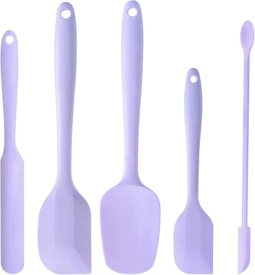 5 Piece Purple Silicone Spatula Set, Heat Resistant Rubber standard,