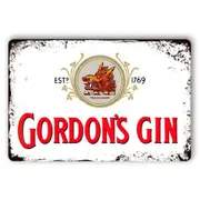 2x Tin Sign Gordon's Gin Est. 1769 Beer Whisky Man Cave Rustic Look Decorative