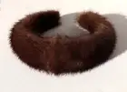Mink Headband Fur Hair Neck Jewelry Chain Alice Band Chocolate Dark Brown