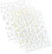 BELLIFFY Moon Nail Stickers Set Star Pattern Foil Nail Decals for Women 8 Sheets