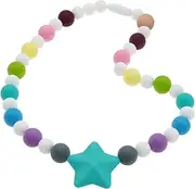 Panny & Mody Chewy Sensory Necklace, Silicone Teething Necklace for Sensory Kids, Chew Fidget Stim Toy Jewellery for Sensory Kids, Teether Toy Necklace for Teething Pain Relief (White Star)