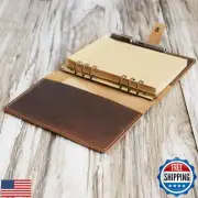 Pocket size 6 ring Leather Refillable Planner Binder, travelers Journal, sket