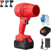 Yiicoong Blower - Super Powerful Cordless Blower, Powerful Turbo Jet Blowers with Battery and Charger, Portable Handheld Cordless Leaf Blowers for Patio Cleaning, Lawn Care (Red)