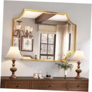 30"x40" Large Gold Bathroom Mirror for Wall, Gold Scalloped Vanity Mirror