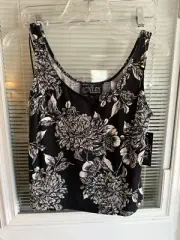 Alex Evenings Tank Top New Tags Floral Black Silver Sparkle Formal Dressy Sz 14P