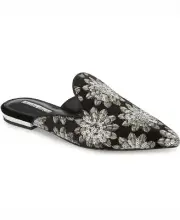 Women Charles David Collection Willis VELVET Mules Black/Silver size 6.5M B4HP
