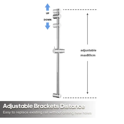 Decaura Adjustable 80cm Shower Arms Shower Rail Only inkl. Head Holder Chrome