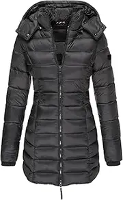[JEShifangjiusu] Women Pure Color Zip Full Long Down Jacket Thickening Long Padded Coat With Removable Hood Warm Down Jacket, Black, XL