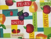 Peva Vinyl Tablecloth 52" x 52" Square (4 people) BRIGHT FRUITS WITH TEXT, BH