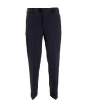 PT Torino Tapered-Leg Turn-Up Hem Chino Trousers 31 Black