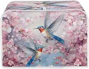[Baxinh] 2 Slice Bread Maker Cover with Hummingbird Cherry Blossom Printed, Anti Fingerprint Oven Dust Cover, Small Kitchen Appliance, Floral Toaster Protector, Pink