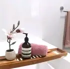 Bamboo Bath Caddy Bathtub Rack Extendable Holds Book Wine Glass Fits Most Tubs