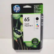 HP #65 2pack Combo Ink Cartridges 65 Black and Color NEW Original Expired 2021