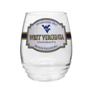 WVU Label Rippled Stemless Wine Glass