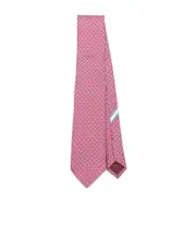 Hearts print silk tie One size Red