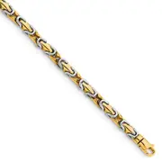 Solid 14K Two-tone Gold 18 inch 4.2mm Hand Polished Fancy Link with Lobster Clasp Chain Necklace