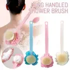 й2-in-1 Long Handle Bath Brush Mesh Sponge Back Scrubber Shower Loofah Washer