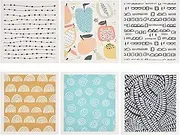 6 Pack Kitchen Scandi Lemon Swedish Dishcloths Towel 100% Eco Friendly & Biodegradable Cleaning Cellulose Sponge Cloths (Scandi Nordic Doodle Fruits)