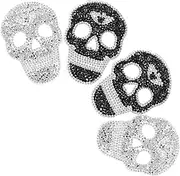 VALICLUD 4pcs Skull Rhinestone Patches for DIY Halloween Decoration Unique Skeleton Head Applique for Clothing Bags Shoes and Hats Easy to Apply Individual Style