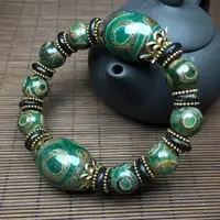 在飛比找樂天市場購物網優惠-西藏三六九眼天珠手串綠龜紋老瑪瑙藏式算盤珠手鏈項鏈飾品送人