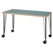 LAGKAPTEN / KRILLE desk, grey-turquoise/black, 120x60 cm