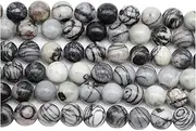 [MURUI] ZP 1 Strand 4/6/8/10/12mm Natural Black Network Zebra Stripes Bead Stone Loose Spacer Beads for DIY Jewelry Making Bracelet Y1127 (Color : Black Network Zebra, Item Diameter : 10mm x 38pcs)