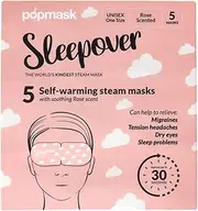 Popmask Sleepover Self-Heating Rose Scented Eye Mask, Natural Steam Heat Relief for Migraines, Headaches, Allergies, and Dry Eyes, 5 Individually Packaged Eye Masks