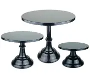 3 Pieces Cake Stand Set Black Metal Cupcake Holder Dessert Display Plate Deco...