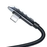 Catzon Nylon Metal Elbow Lightning Charge Mobile Game Data Cable for Apple iPhone/iPad-Black