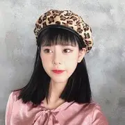 Leopard Print Beret Hat Leopard - One Size