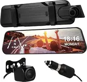 Alipis 10.1'' Full Car Recorder Camera Rearview Mirror Dash Cam Dual Front Rear Recording Backup Camera