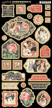 Graphic45 MON AMOUR Decorative Chipboard (26) PCS scrapbooking VINTAGE LOVE
