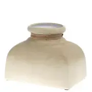 Wide Shaped Rustic Beige Ceramic Vase for Fresh and Artificial