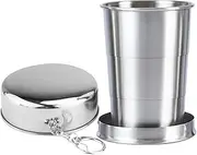 Stainless Steel Folding Cup - Camping Collapsible Water Cup | Portable Collapsible Cup with Lid, Stainless Steel Collapsible Cups for Traveling, Backpacking, Camping