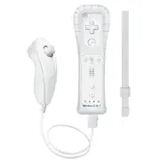 Wii Controller Motion Plus with Nunchuck,Wii Remote Controller Compatible with Wii/Wii U with Wrist Strap and Case,White