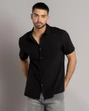 [Skylark] Skylark Men's Saga Short Sleeve Shirt in Black Size Large L Black