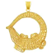 14K Gold 32MM Wide Crocodile Pendant