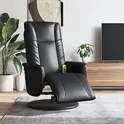 Massage Recliner Chair, Comfy Faux Leather Reclining Chairs for Living Room, Bedroom Furniture, Lazy, Rocker & Reading Spaces - Black