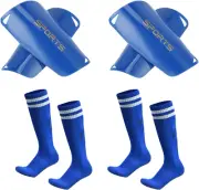 Set of 4 Pair Soccer Shin Guards and Soccer Socks for 6-13 Years Old Boys and Gi