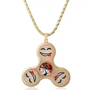 Unisex Fidget Spinner Smile Face Trinity Necklace Pendant Necklace for Men Women