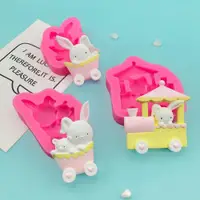 在飛比找ETMall東森購物網優惠-卡通兔子火車頭玩具造型模具硅膠軟材質巧克力果凍制作石膏擺件等
