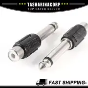 Piece of 2 6.35mm 1/4" Male Mono Connector to RCA Female Jack Adapter