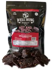 Meats Hot and Spicy Beef Jerky One Pound Resealable Craft Jerky Bag (16oz)