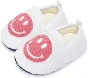 [UCUHNB] Kids Slippers Toddler Smiley Face House Slippers Indoor Home Non-Slip Rubber Sole Shoes Warm Cozy Socks