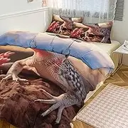 GHBNK Quilt Set 3-Piece - Ultra-Soft Thickened Bedding Set, White Lizard Bedspread + 2 Pillowcases, Lightweight Double-Sided Quilt Cover for Home/Hotel/Gifts 86"x70"