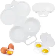 2 PACK White Egg Poacher, 2 Cavity Nonstick Poached Egg Maker With Lid, Double Drain Poached Egg Cups, Egg Poacher Microwave Egg Cooker, Kitchen Cooking Gadgets