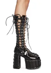 [Club Exx] Rude Awakening Lace-Up Boots - Black