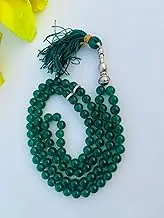 Green Jade Agate Tasbeeh, Muslim Tasbih Favor, Aqeeq Prayer Beads Islamic Misbaha, Hakik Sufi Tasbih, Dark Red Aqiq Masbaha Sebha 98+2 Beads 8MM (Green Jade)